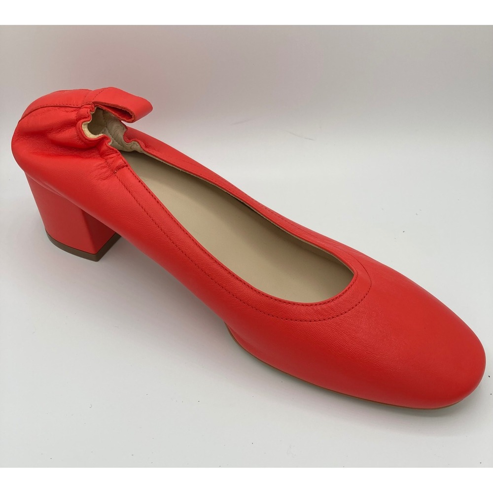 Everlane The Day Heel Red Leather Block Heel Pumps Made in Italy Size 10